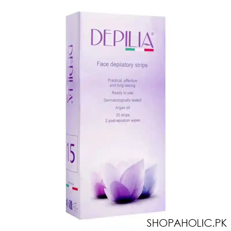 depilia argan oil face depilatory strips, 20 pack main image