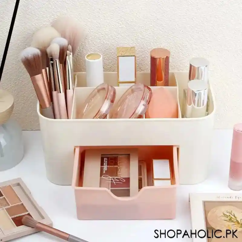 desktop 6 grid makeup cosmetics organizer with drawer image3