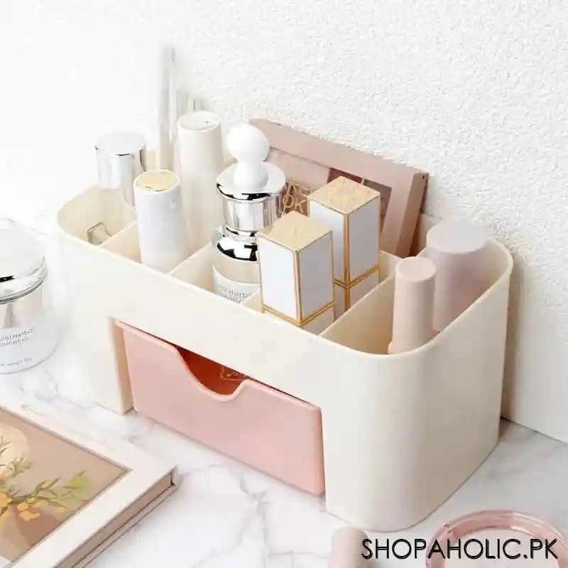 desktop 6 grid makeup cosmetics organizer with drawer image4