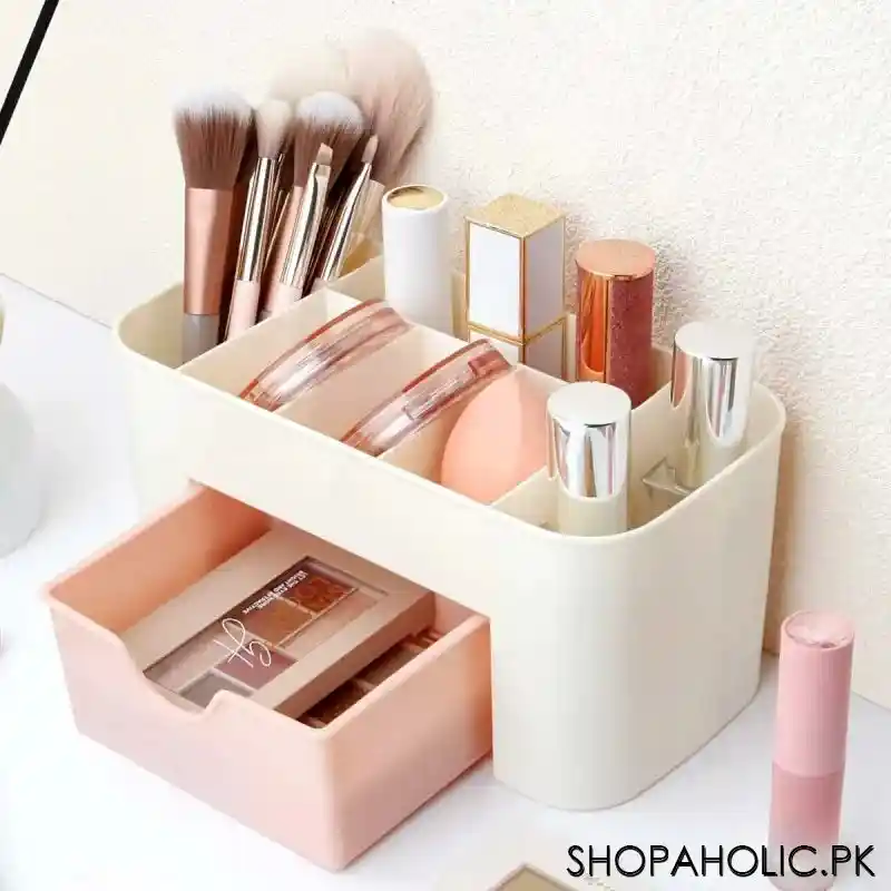 desktop 6 grid makeup cosmetics organizer with drawer image5