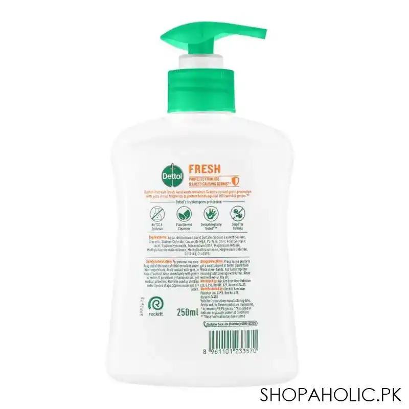 dettol fresh anti bacterial hand wash, 250ml image3