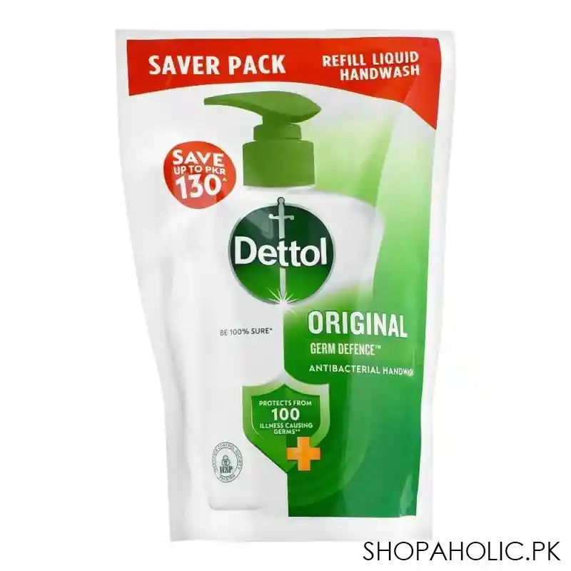 dettol original anti bacterial hand wash, pouch refill saver pack, 375ml main image