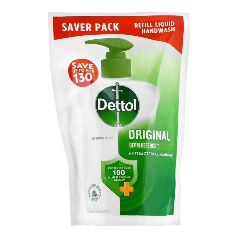 dettol original anti bacterial hand wash, pouch refill saver pack, 375ml main image