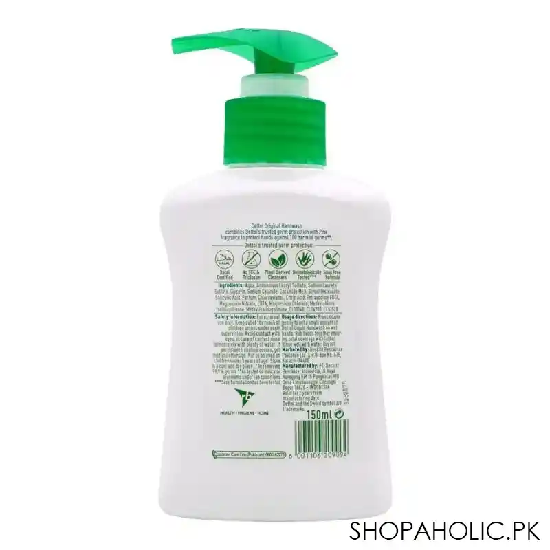 dettol original antibacterial hand wash, pump, 150ml image2