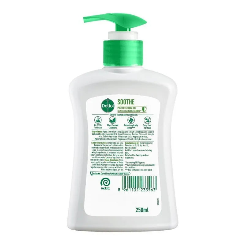 dettol soothe anti bacterial hand wash, 250ml image2