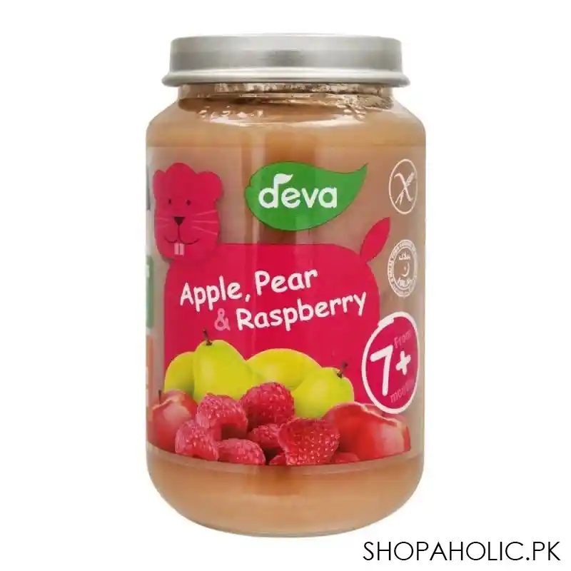 deva apple, pear & raspberry baby food, 7m+, 200g main image