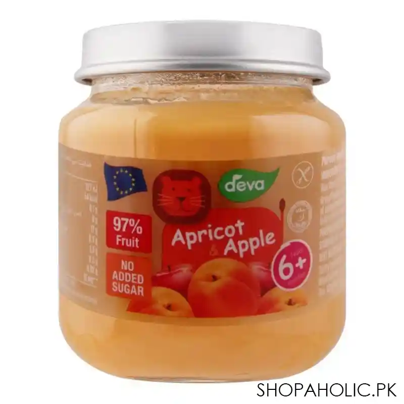 deva baby food, apricot & apple, 6m+, no added sugar, 125g main image