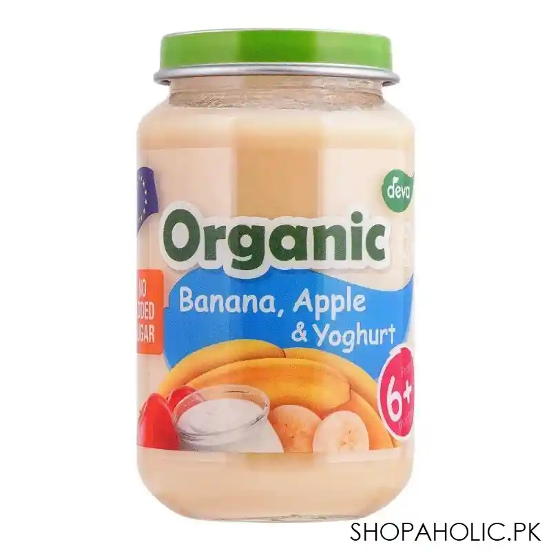 deva organic banana, apple & yoghurt baby food, no added sugar, 6+, 190g main image