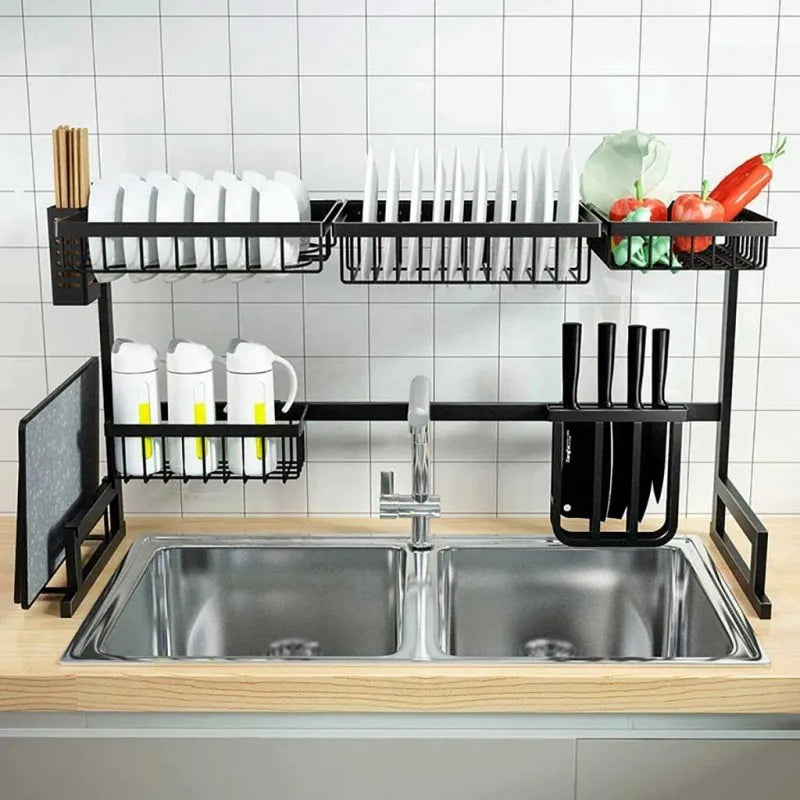 dish drying rack over the sink kitchen storage shelf counter top space saver display stand tableware drainer organizer main image