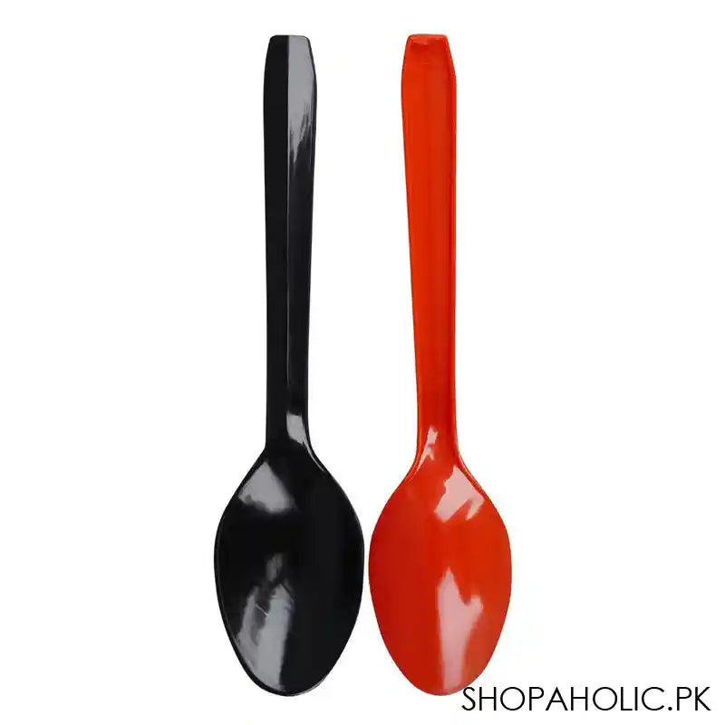 Disposable Plastic Black & Red Spoons, 24-Pack - Image 2