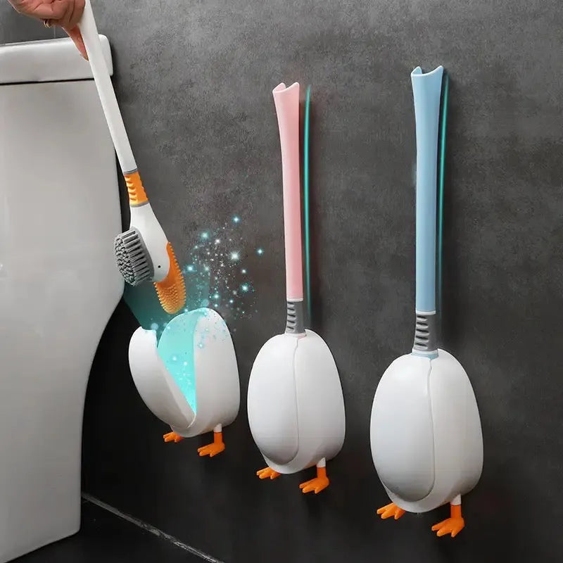 diving duck wall mounted silicone toilet brush image5