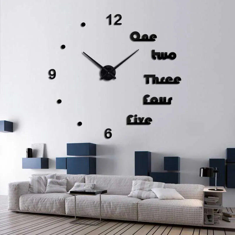 diy 3d frameless wall clock home decoration quartz watch main image