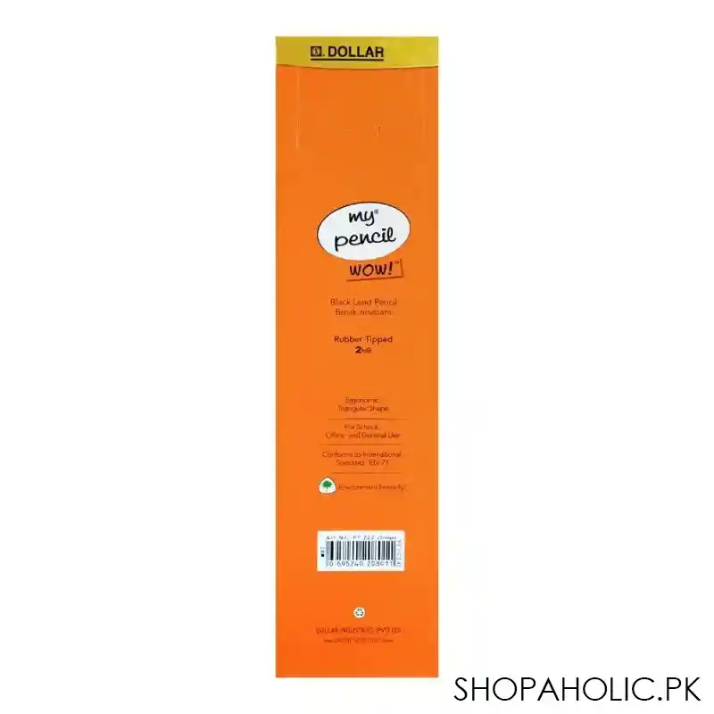 dollar my pencil wow black lead pencil with eraser hb 2, orange body, 12 pack, pt222 image2