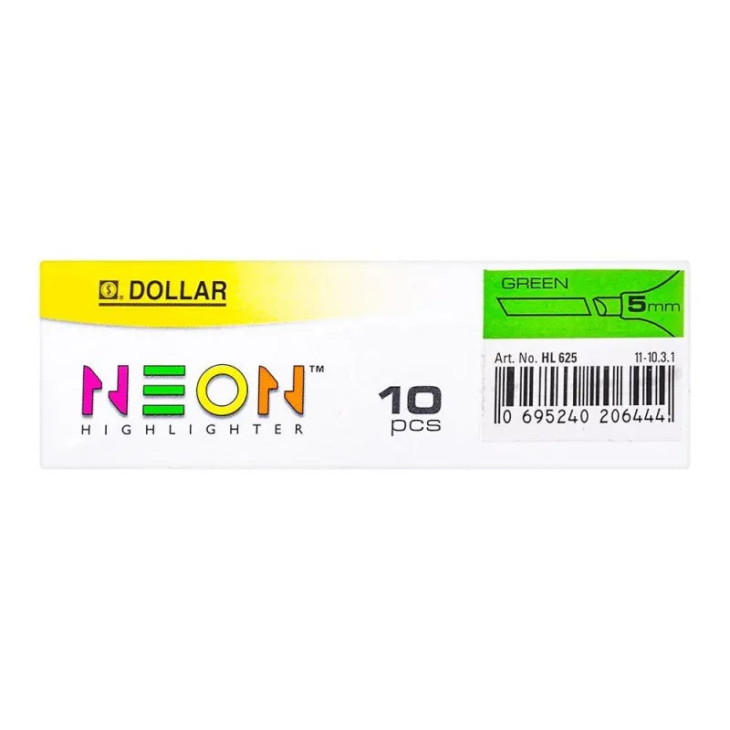 dollar neon highlighter 5mm 10 pack, green, hl625 image4