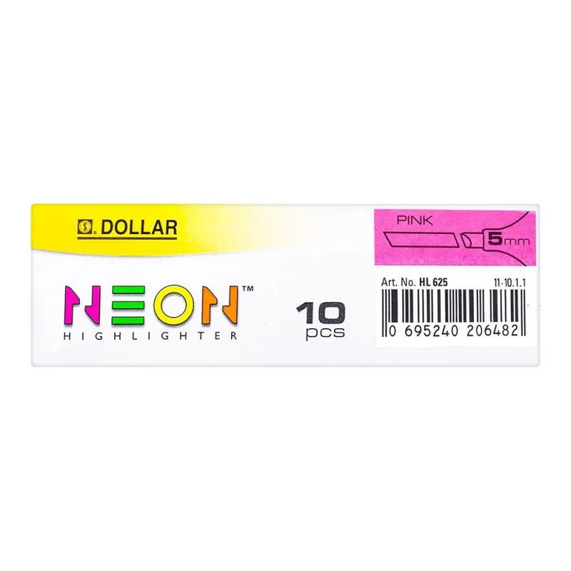 dollar neon highlighter 5mm 10 pack, pink, hl625 image4