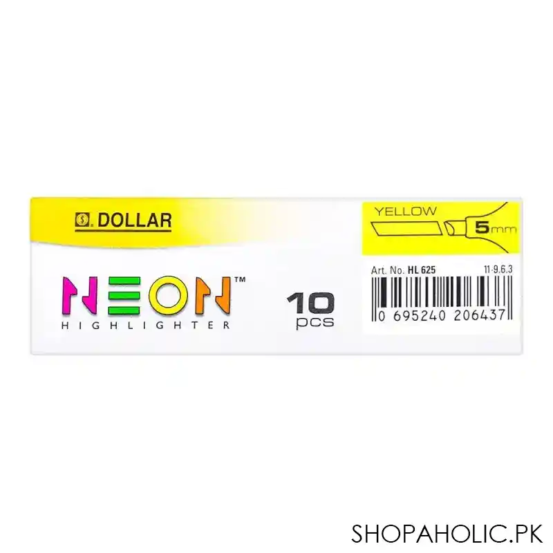 dollar neon highlighter 5mm 10 pack, yellow, hl625 image4