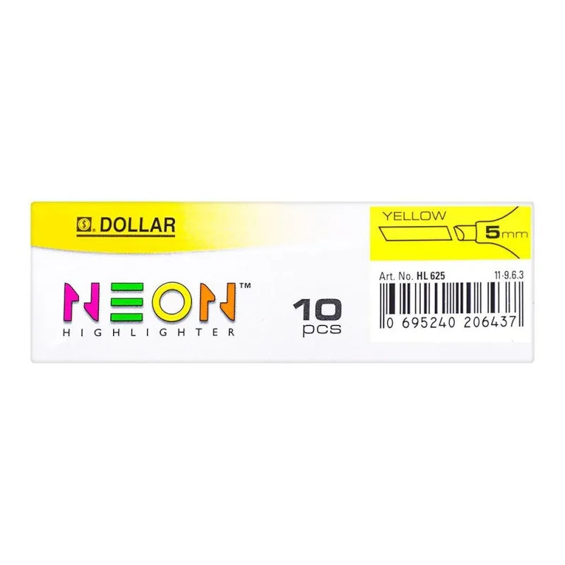 dollar neon highlighter 5mm 10 pack, yellow, hl625 image4