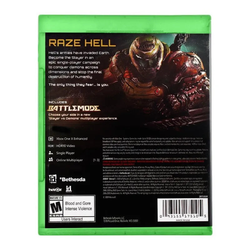 doom eternal xbox one game dvd image2