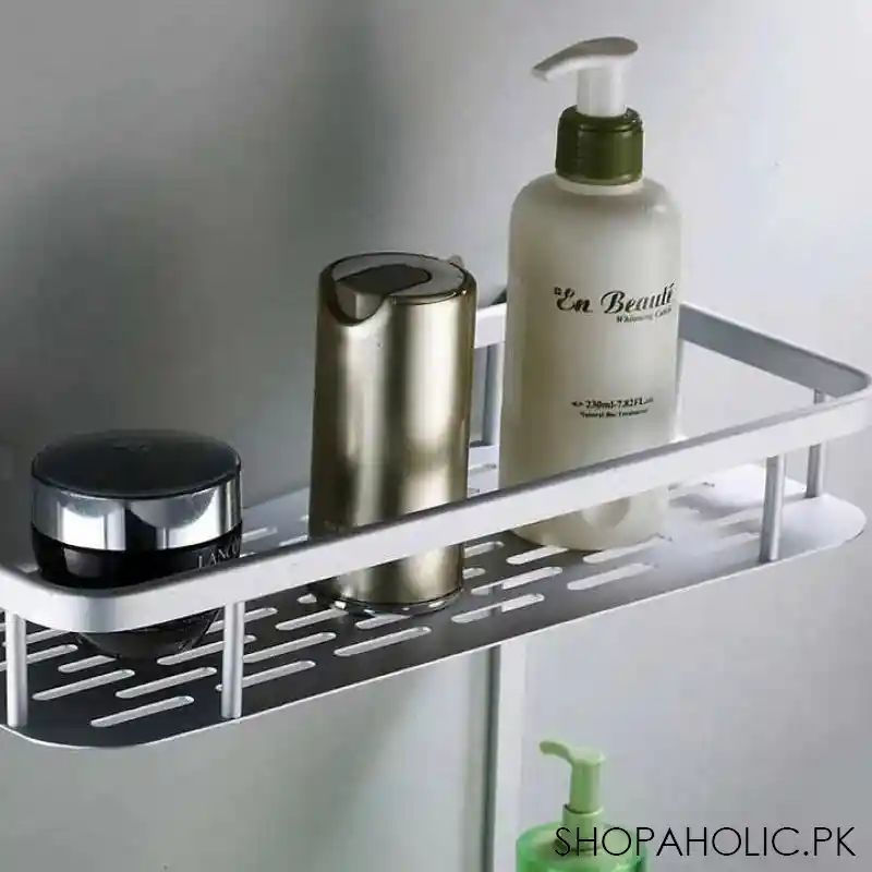 double layer aluminium storage shelf rack holder for bathroom image4