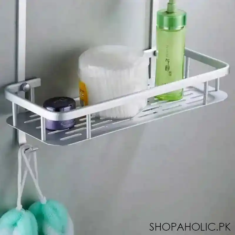 double layer aluminium storage shelf rack holder for bathroom image5