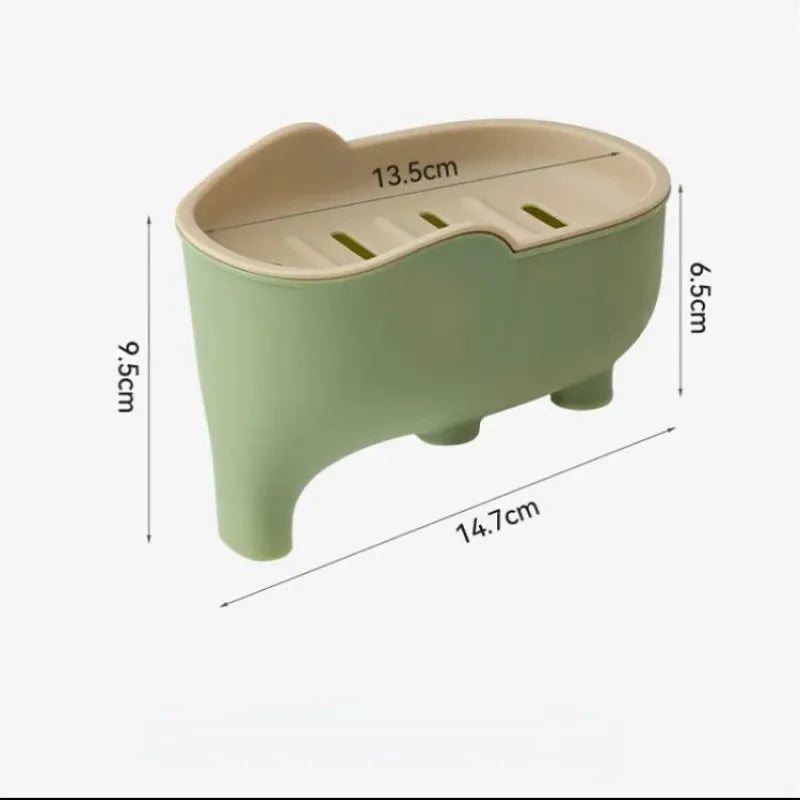 double layer cute elephant shape drain soap box image5