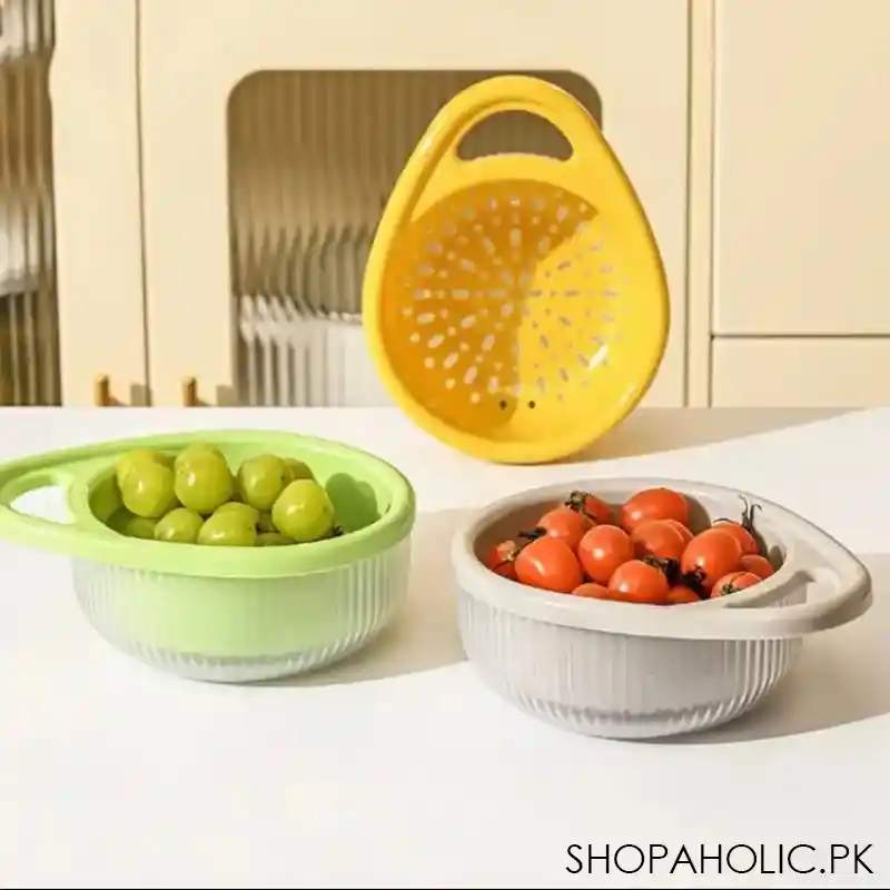 double layer drain basket with handle image2