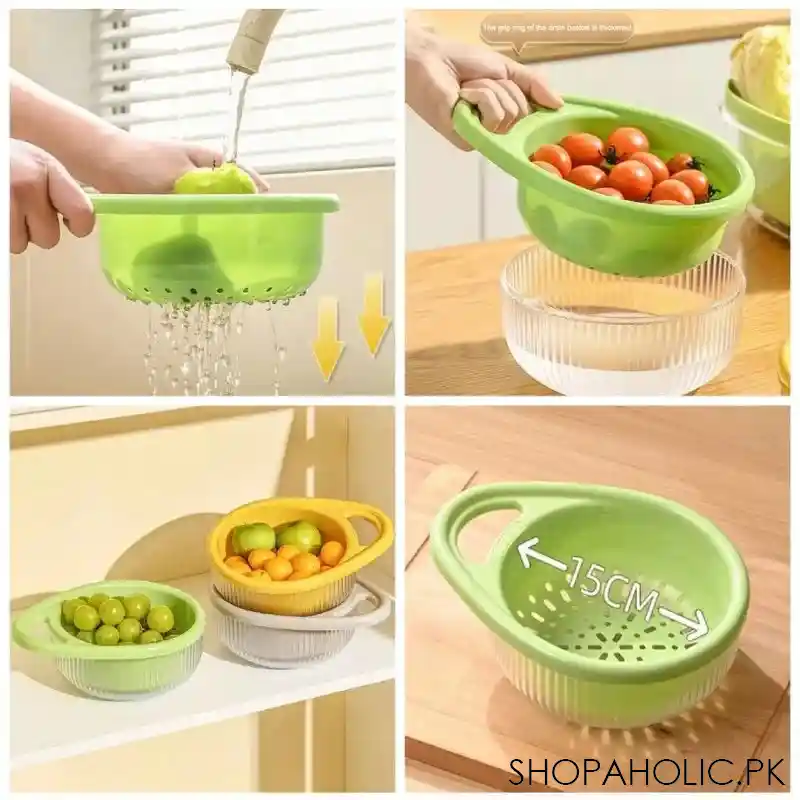 double layer drain basket with handle image5