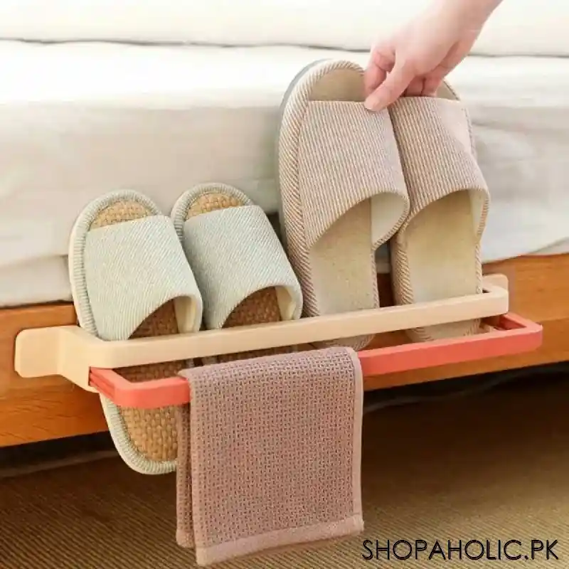 double layer slippers and towel rack wall mounted retractable image4