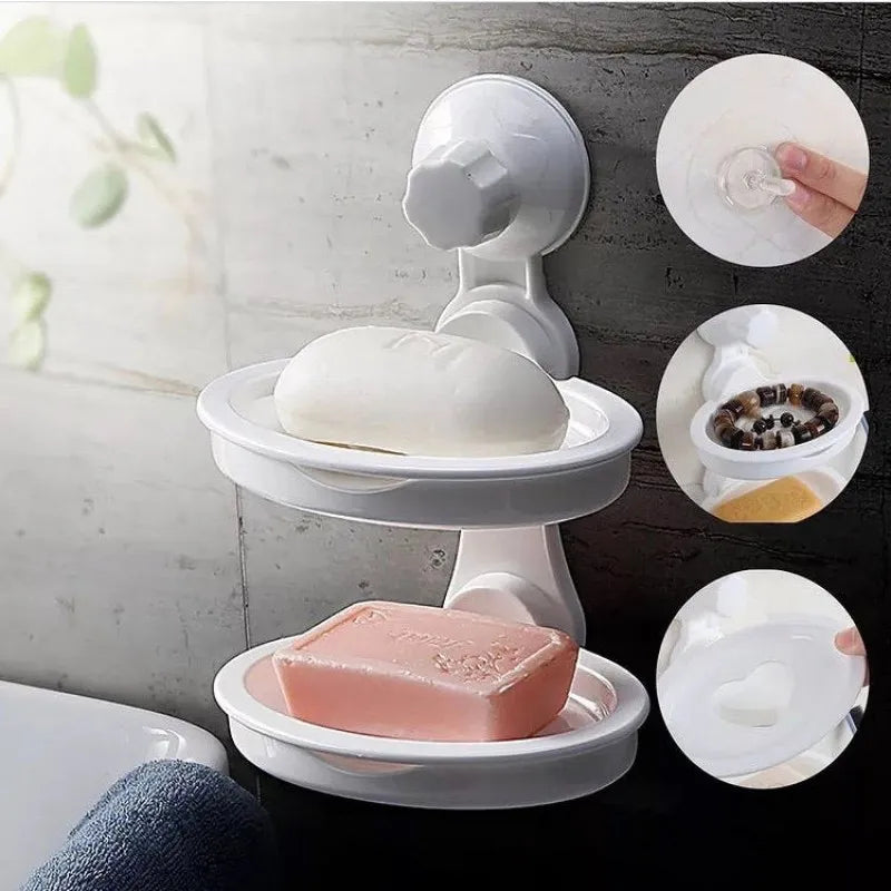 double layer soap holder with drain tray image2