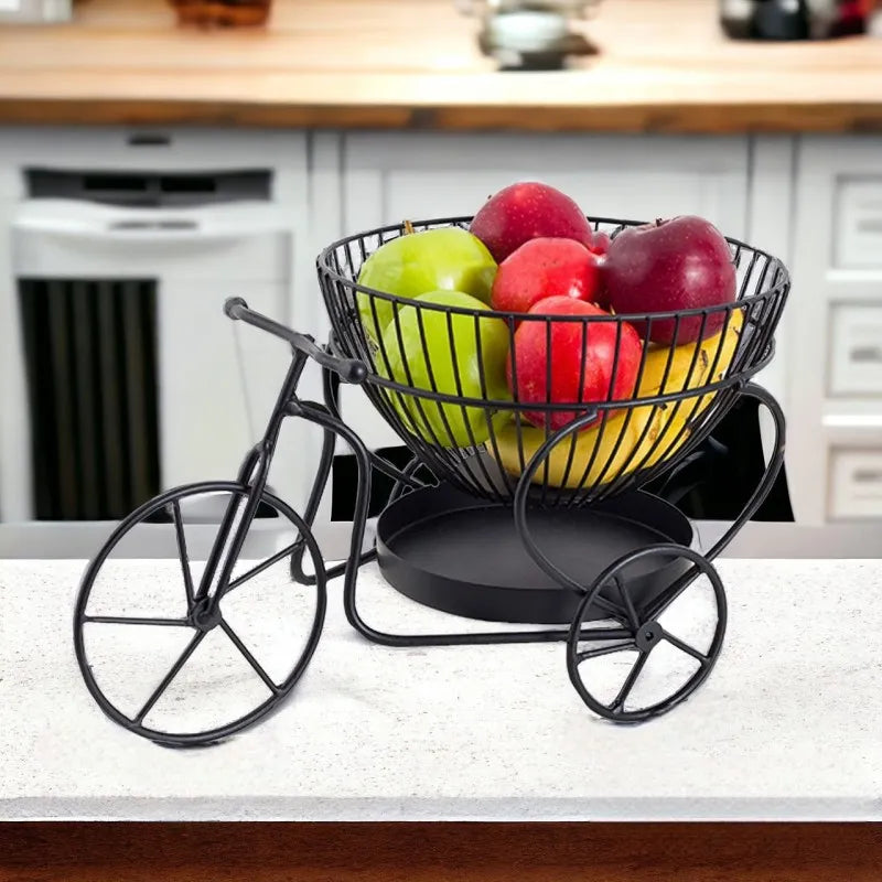 double layer tricycle metal fruit basket main image