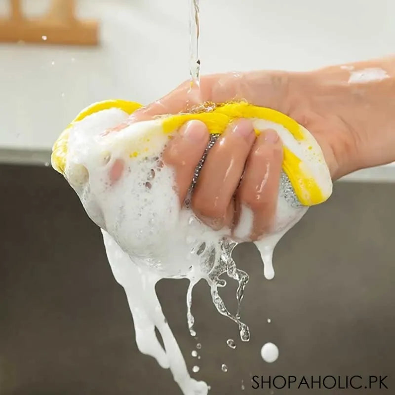 double sided round dishwashing cleaning sponge image2