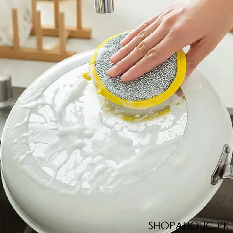 double sided round dishwashing cleaning sponge main image