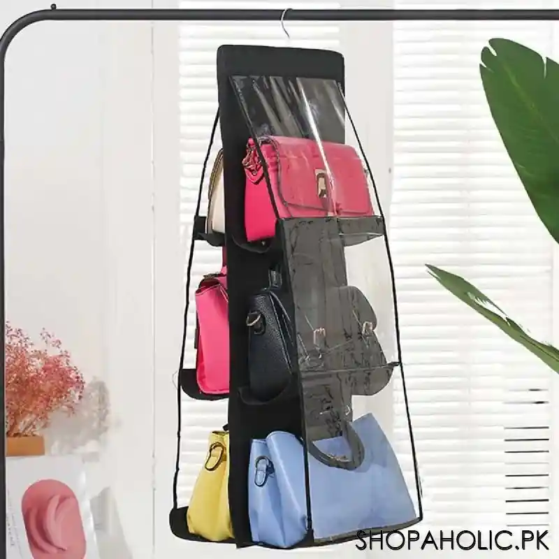 double sided transparent six pocket handbags storage organizer (100 gsm + .14mm pvc) image3