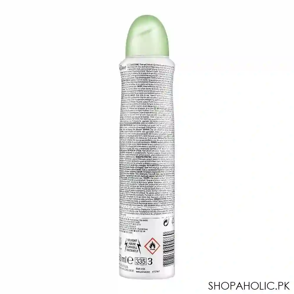 dove 48h go fresh cucumber & green tea scent deodorant spray, for women, 0% alcohol, 250ml image2