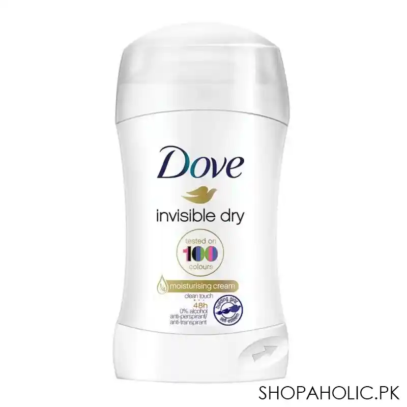 dove 48h invisible dry anti perspirant deodorant stick, 0% alcohol, for women, 40ml main image