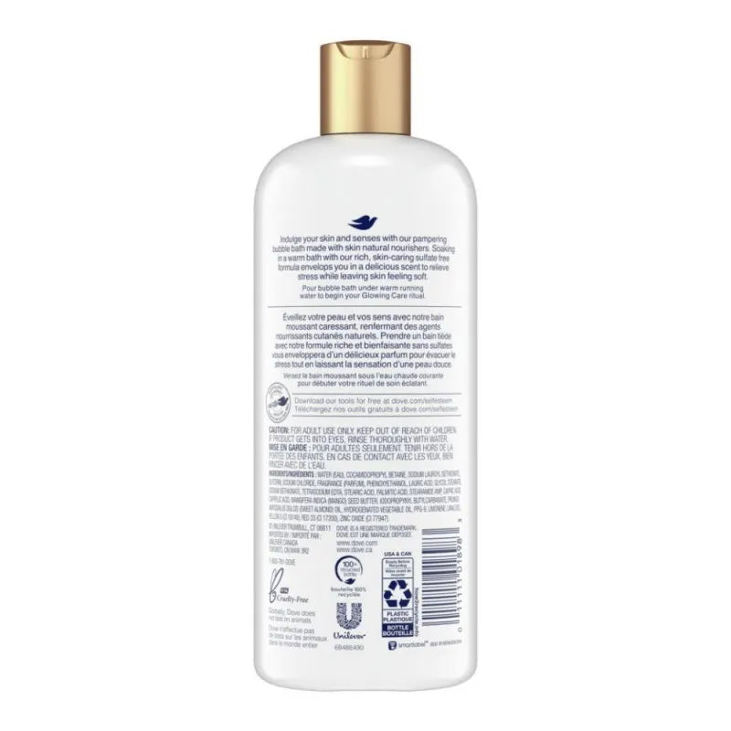 dove glowing care mango & almond glowing care bubble bath, 680ml image2