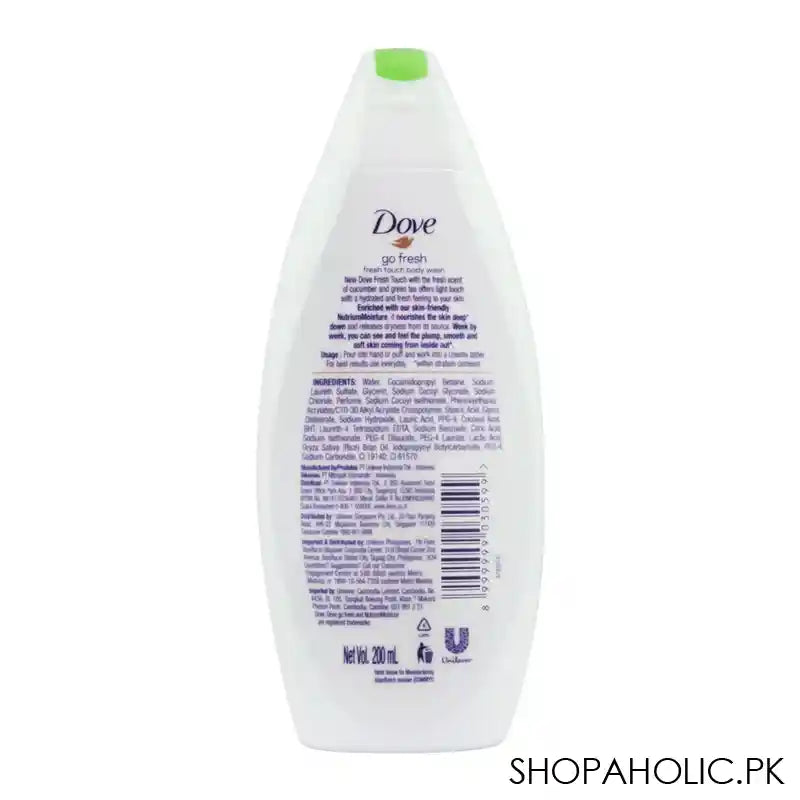 Dove Go Fresh Cucumber & Green Tea Scent Body Wash, 200ml - Image 3