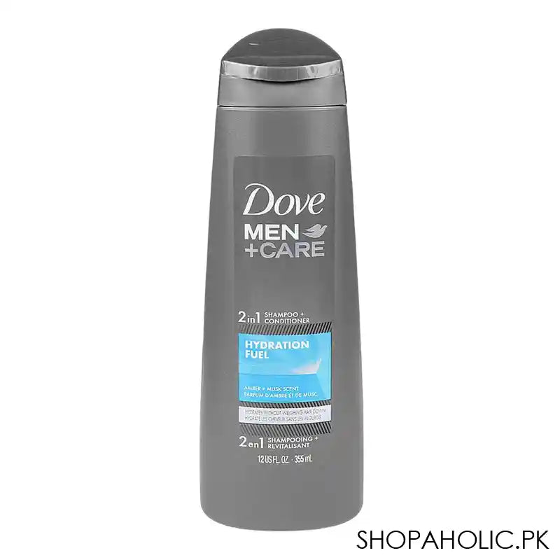 Dove Men+Care 2 in 1 Shampoo and Conditioner With Hydration Fuel, For Healthy Hair, 355ml - Main Image