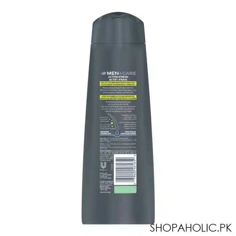 dove men+care 3 in 1 sport care active fresh shampoo + conditioner + deodorizer, 355ml image2