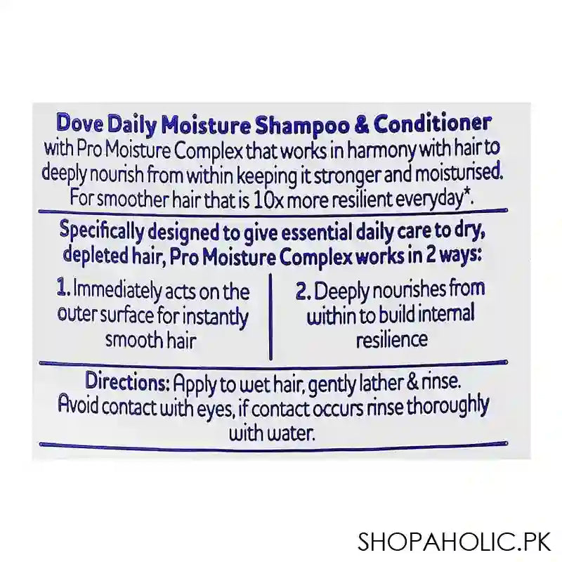 Dove Nutritive Solutions Daily Moisture Shampoo, For Normal & Dry Hair, Imported, 400ml - Image 4