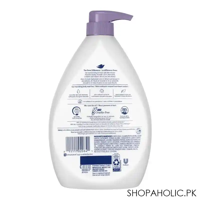 dove relaxing lavender oil & chamomile body wash, 1 liter image2