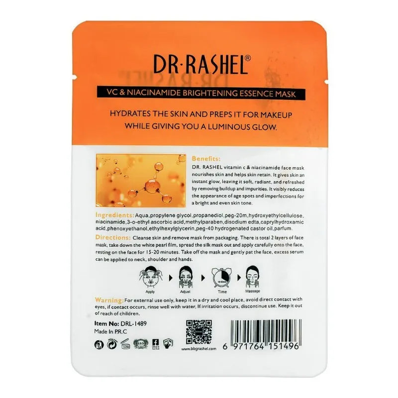 dr. rashel vc vitamin c niacinamide & brightening essence face mask, 28g image2