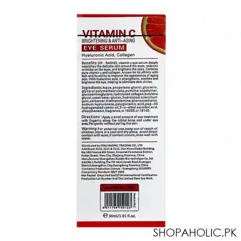 dr. rashel vitamin c brightening & anti aging eye serum, 50ml image3