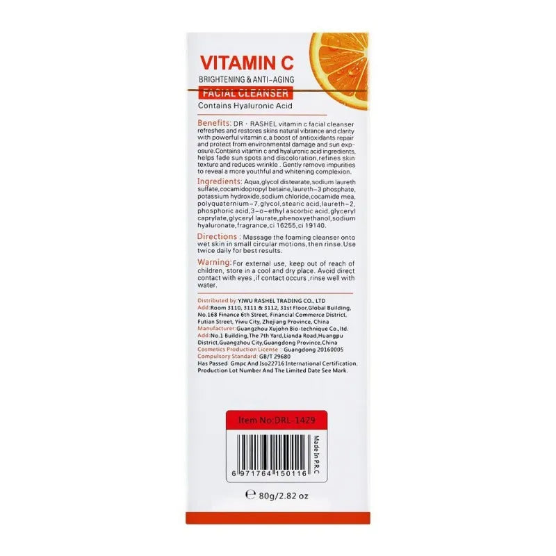 dr. rashel vitamin c brightening & anti aging face cleanser, 80ml image3