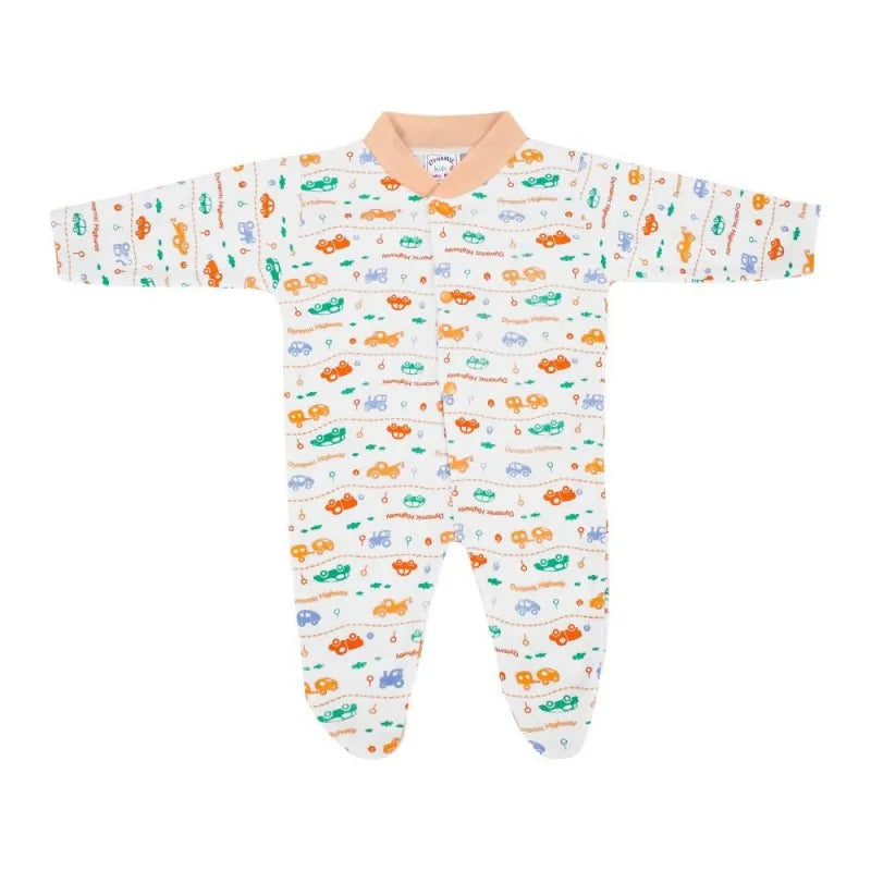 dynamic kids romper with socks printed, peach main image