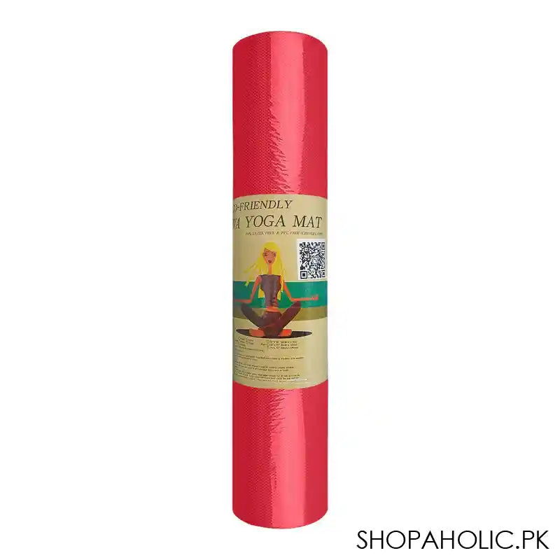 Eco Friendly Foldable Yoga Mat, EVA 8mm, For Floor, Pilates, Home Gym, Red - Image 2