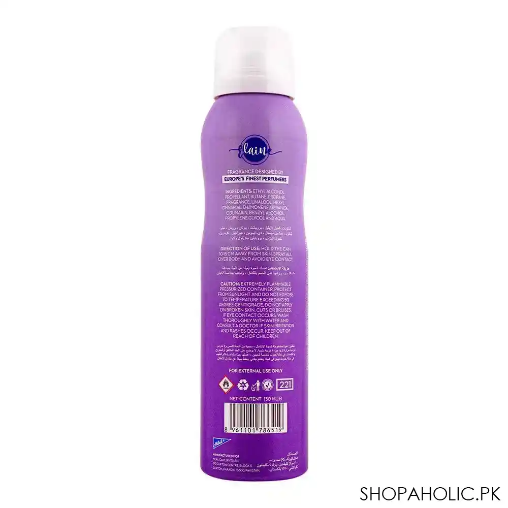 elaine velvet spell long lasting deodorant body spray, 150ml image2