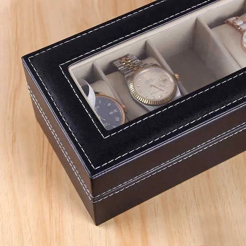 elegant 6 watches storage box pu leather for men and women image3