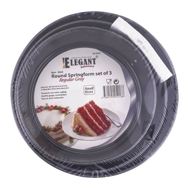 elegant bakeware springform cake pan set, 3 pack, eb5218 image2