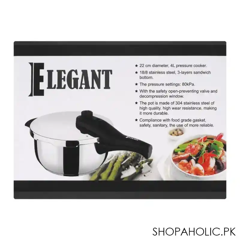 elegant pressure cooker, 6 liters, stainless steel, el 0133 image4